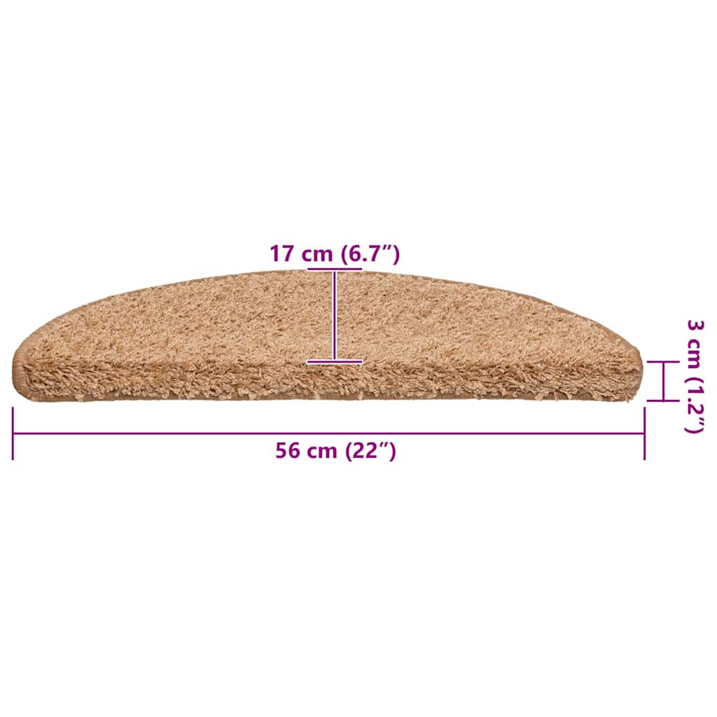 Prostirke za stepenice 30 kom 56x17x3 cm bež poluokrugle
