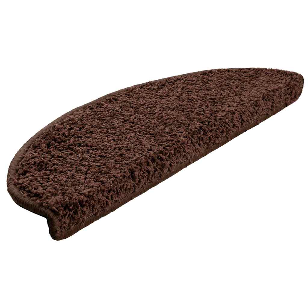 Prostirke za stepenice 30 kom 65x21x4 cm Smeđe poluokrugle velike