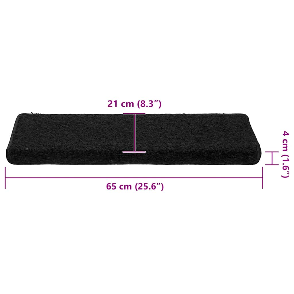 Prostirke za stepenice 30 kom 65x21x4 cm Crne pravokutne rubove