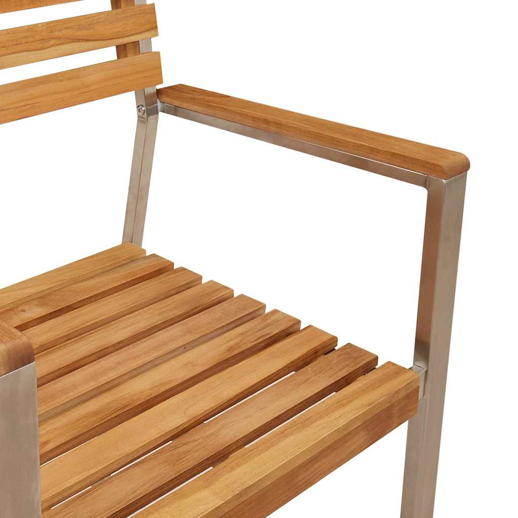 Vrtni set za objed 5 kom. Masivni teak drvo i nehrđajući čelik Smeđa 150 x 90 x 75 cm