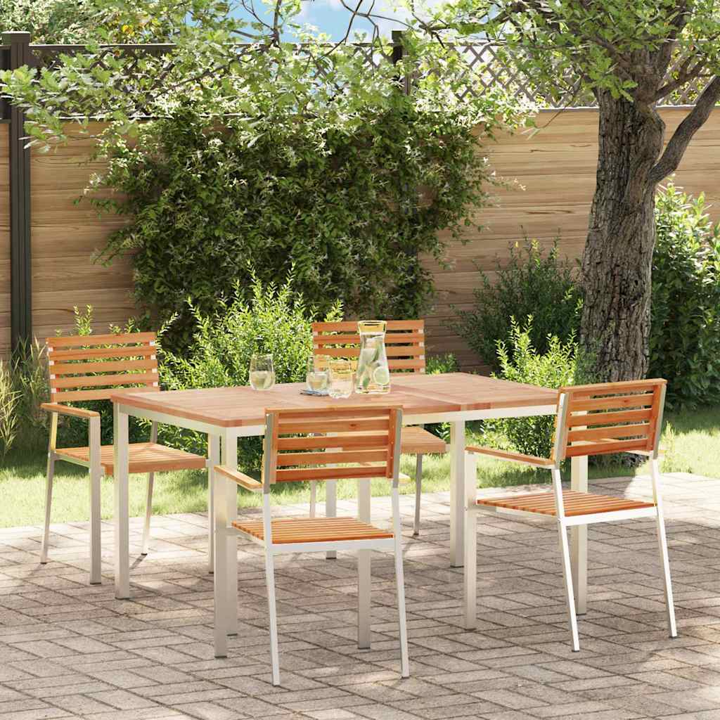 Vrtni set za objed 5 pcs Masivni teak drvo i nehrđajući čelik