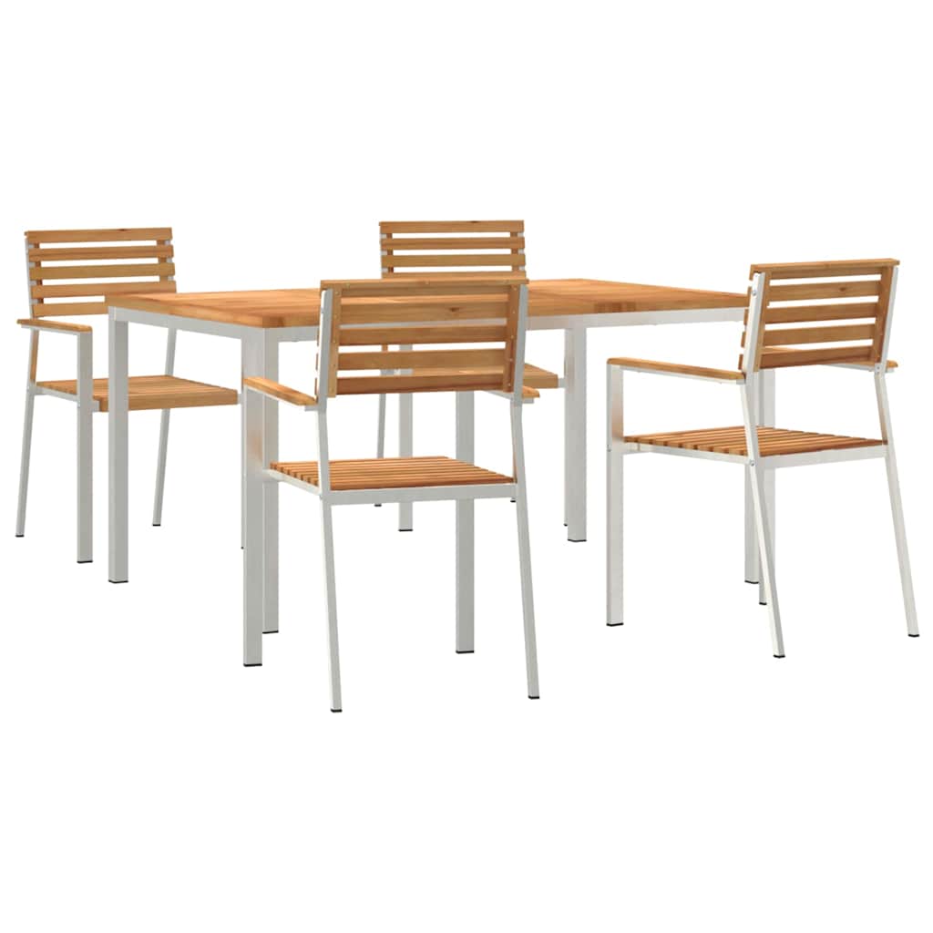 Vrtni set za objed 5 pcs Masivni teak drvo i nehrđajući čelik