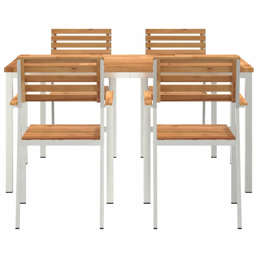 Vrtni set za objed 5 pcs Masivni teak drvo i nehrđajući čelik