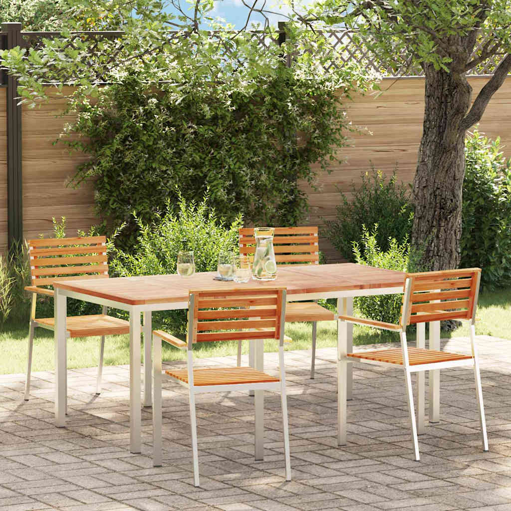 Vrtni set za objed 5 pcs Masivni teak drvo i nehrđajući čelik