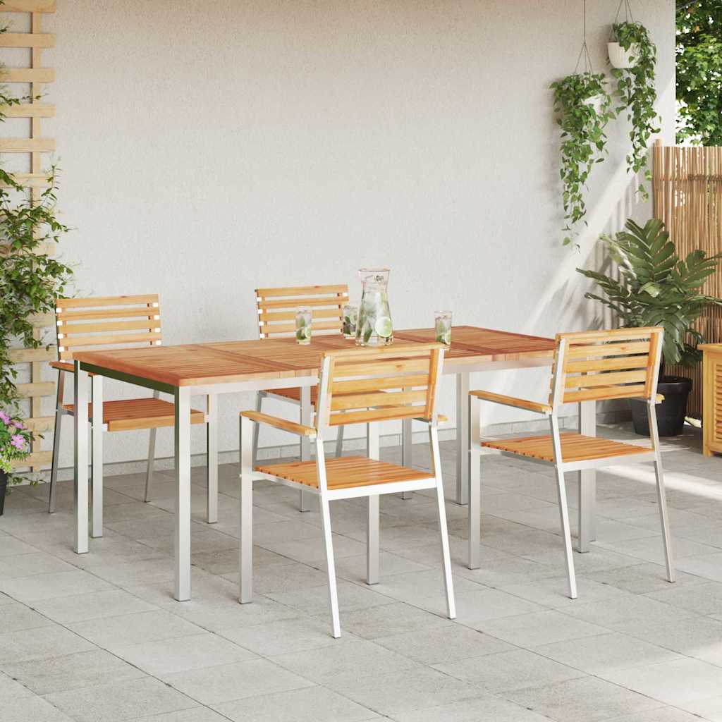 Vrtni set za objed 5 pcs Masivni teak drvo i nehrđajući čelik