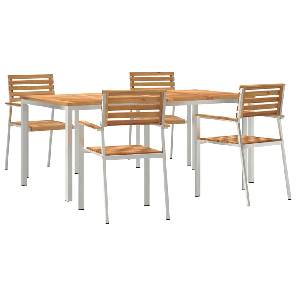 Vrtni set za objed 5 pcs Masivni teak drvo i nehrđajući čelik