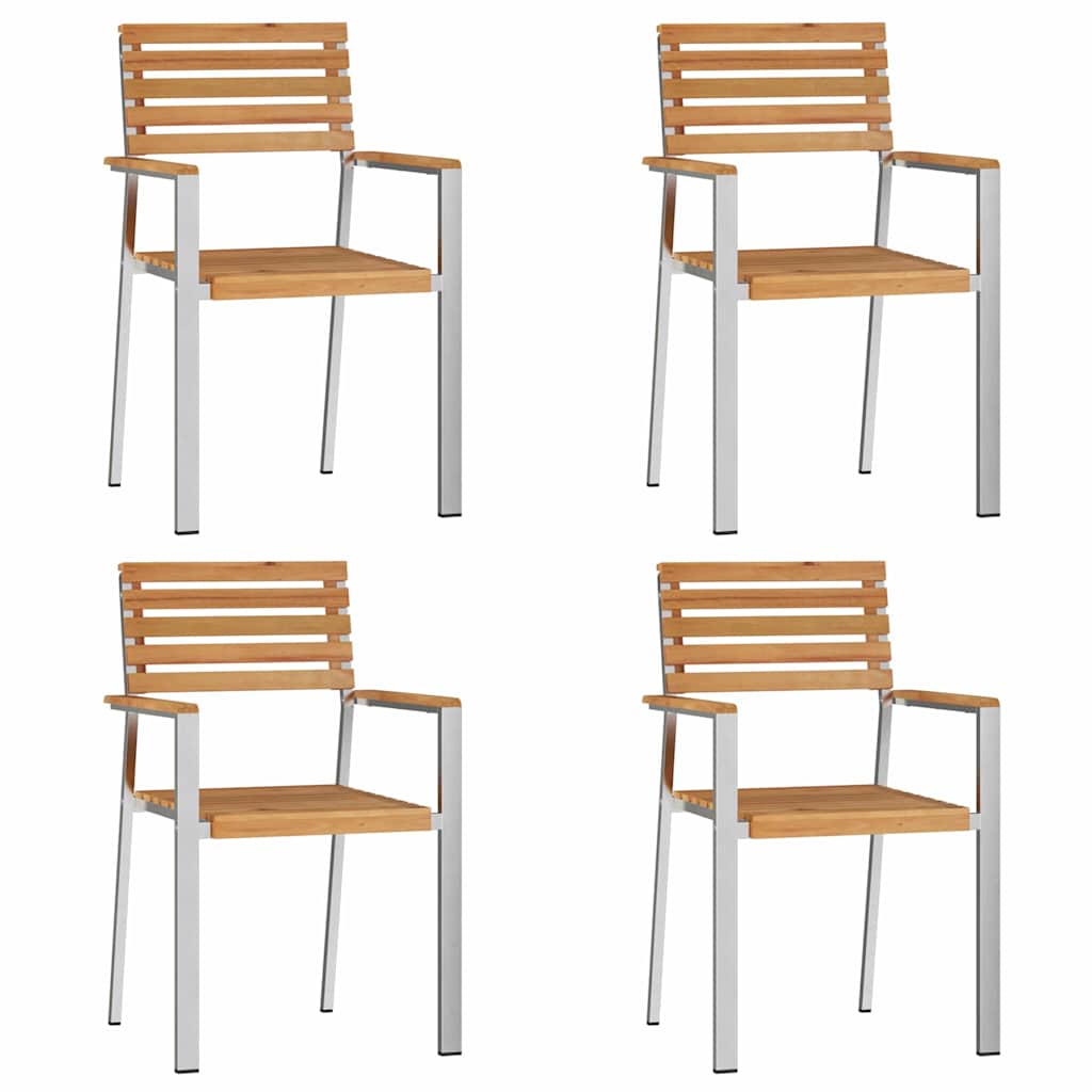 Vrtni set za objed 5 kom. Masivni teak drvo i nehrđajući čelik Smeđa 180 x 90 x 75 cm