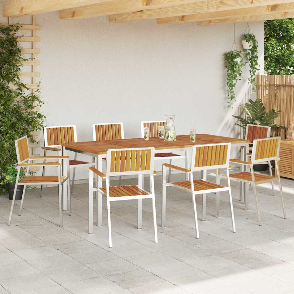 Vanjski set za objedovanje 9 pcs Smeđa Čvrsto drvo akacije