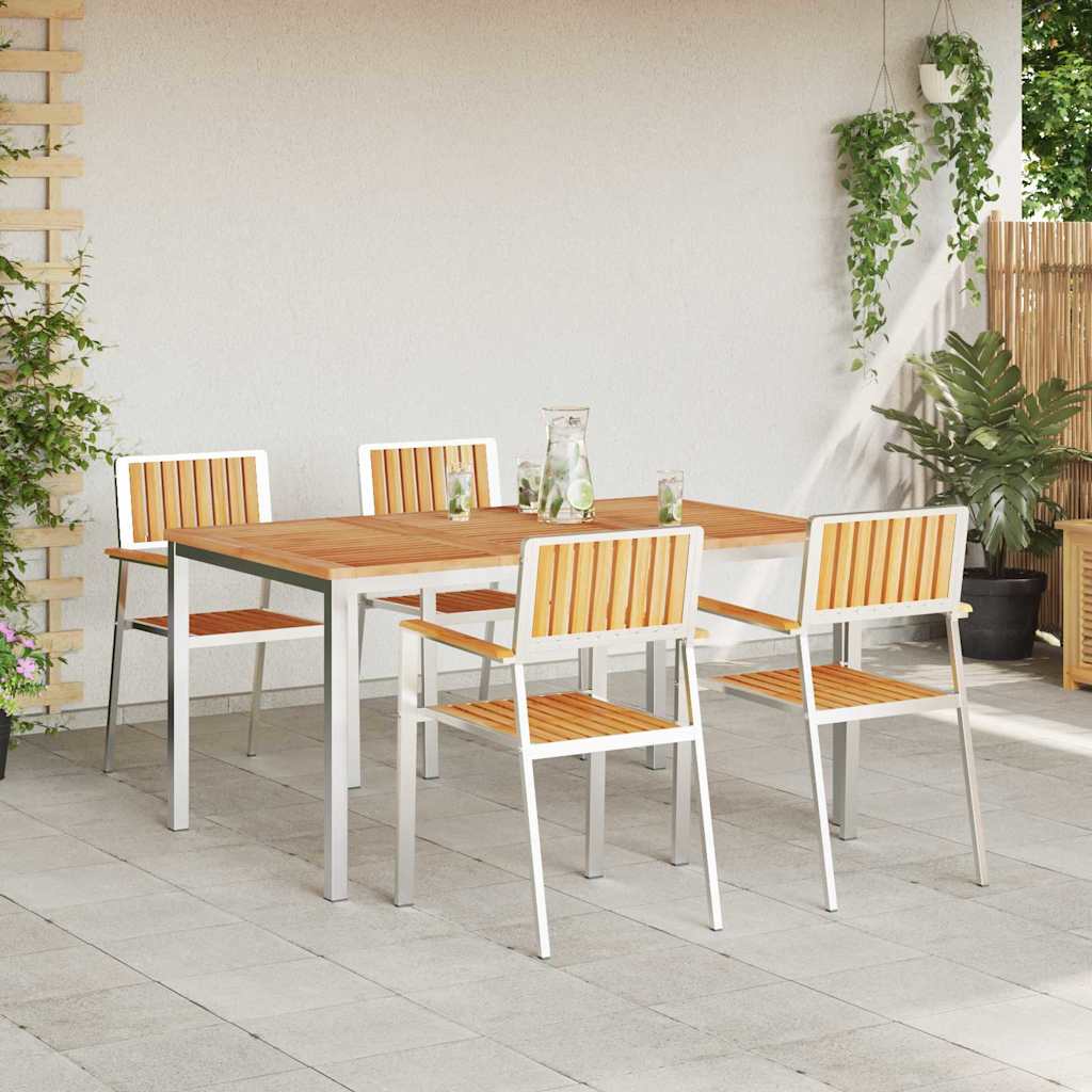 Vanjski set za objedovanje 5 pcs Smeđa Čvrsto teak drvo