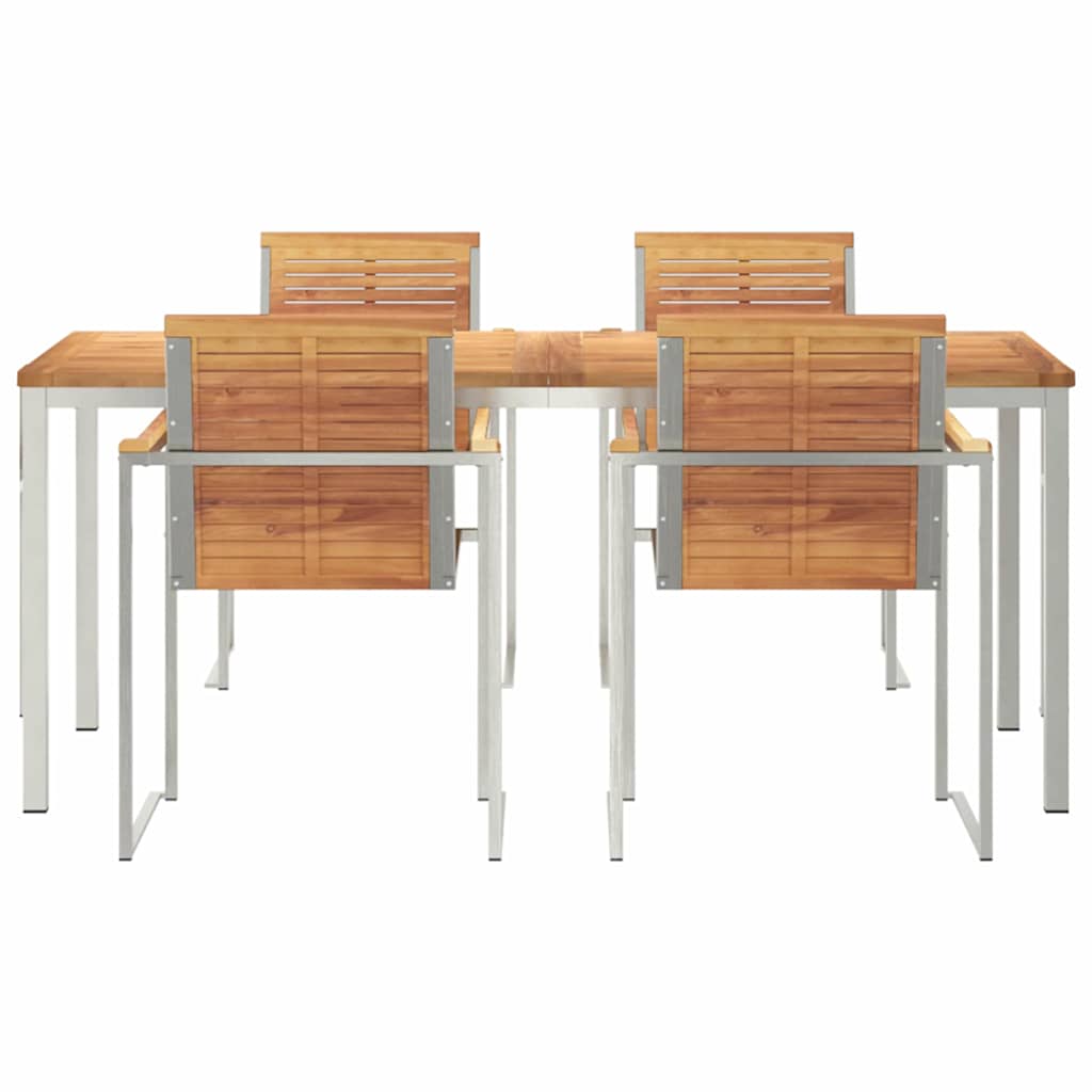 Vrtni set za objed 5 pcs Masivni teak drvo i nehrđajući čelik