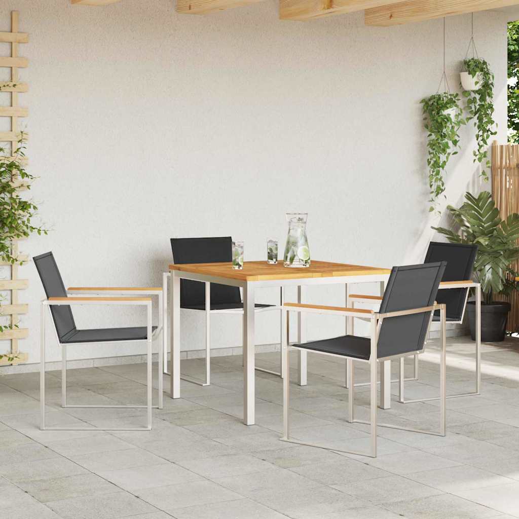 Vrtni set za objed 5 pcs Masivni teak drvo i nehrđajući čelik