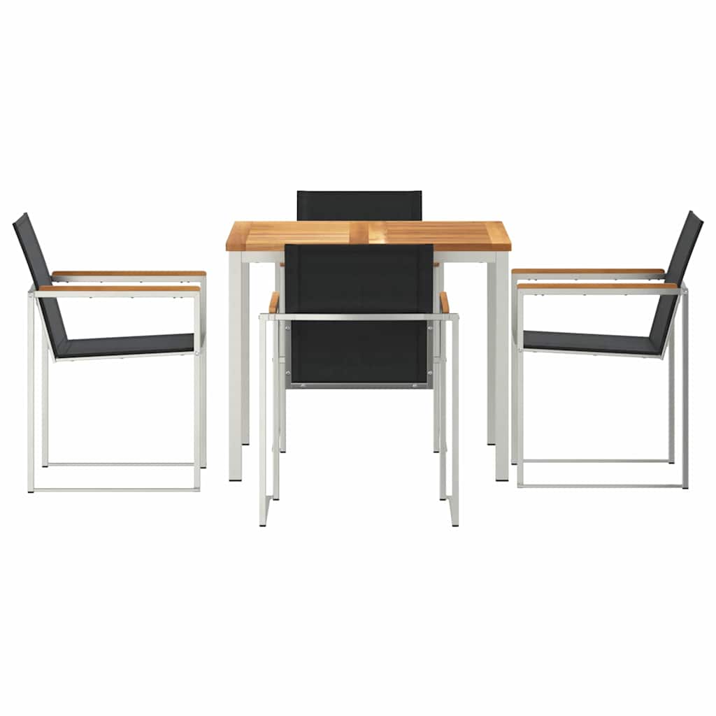 Vrtni set za objed 5 pcs Masivni teak drvo i nehrđajući čelik