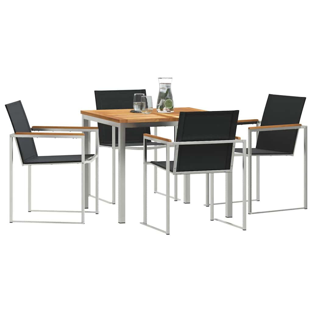 Vrtni set za objed 5 pcs Masivni teak drvo i nehrđajući čelik