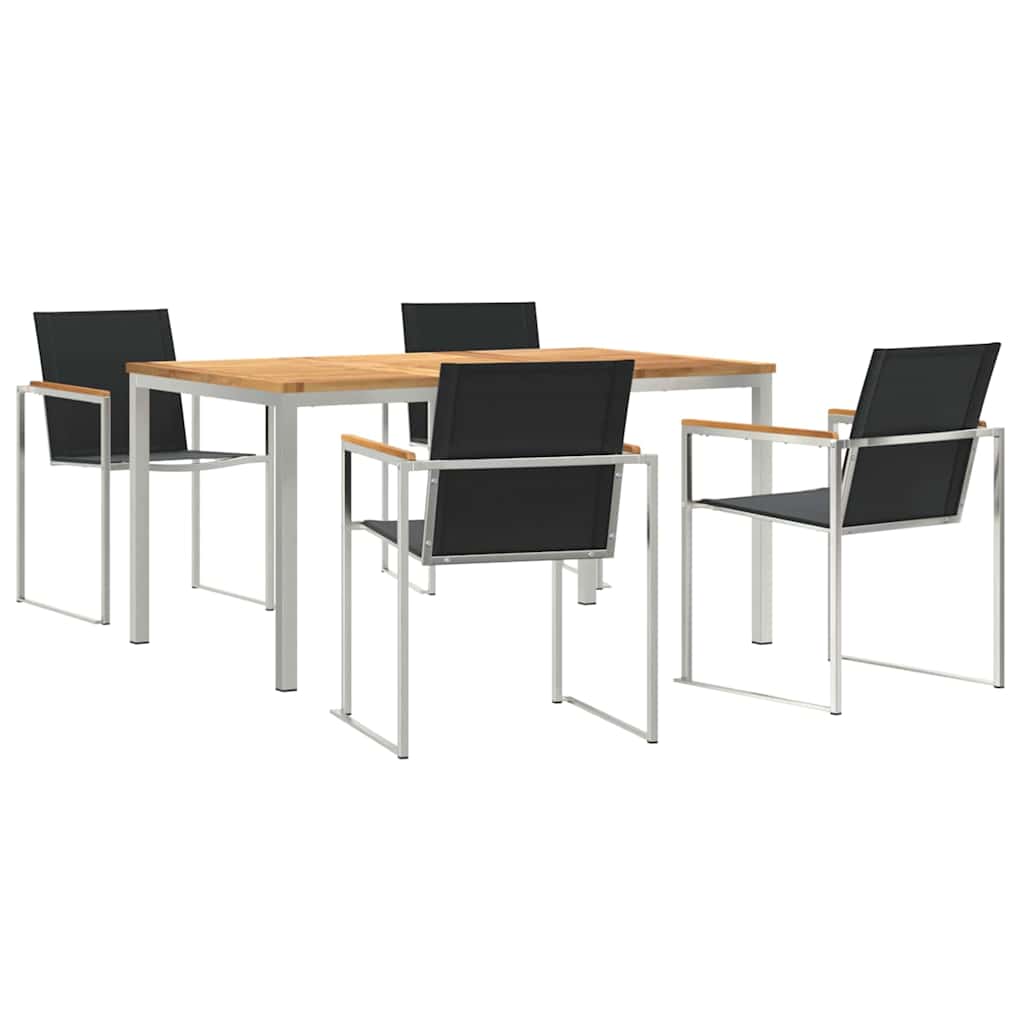 Vrtni set za objed 5 pcs Masivni teak drvo i nehrđajući čelik