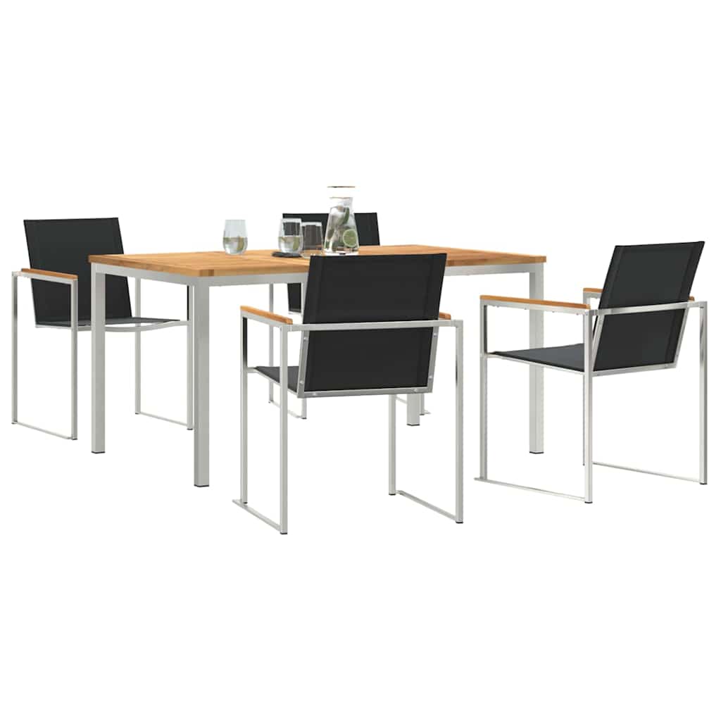Vrtni set za objed 5 pcs Masivni teak drvo i nehrđajući čelik