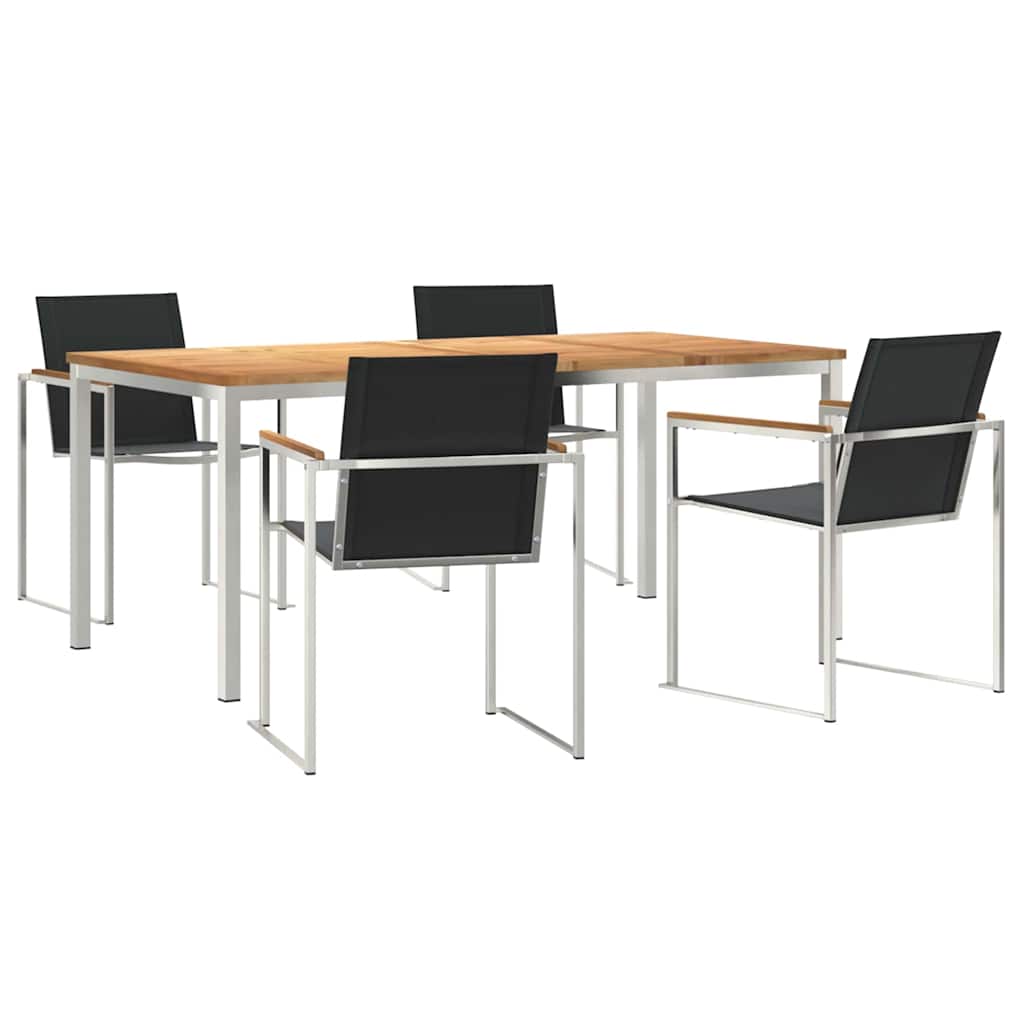 Vrtni set za objed 5 pcs Masivni teak drvo i nehrđajući čelik