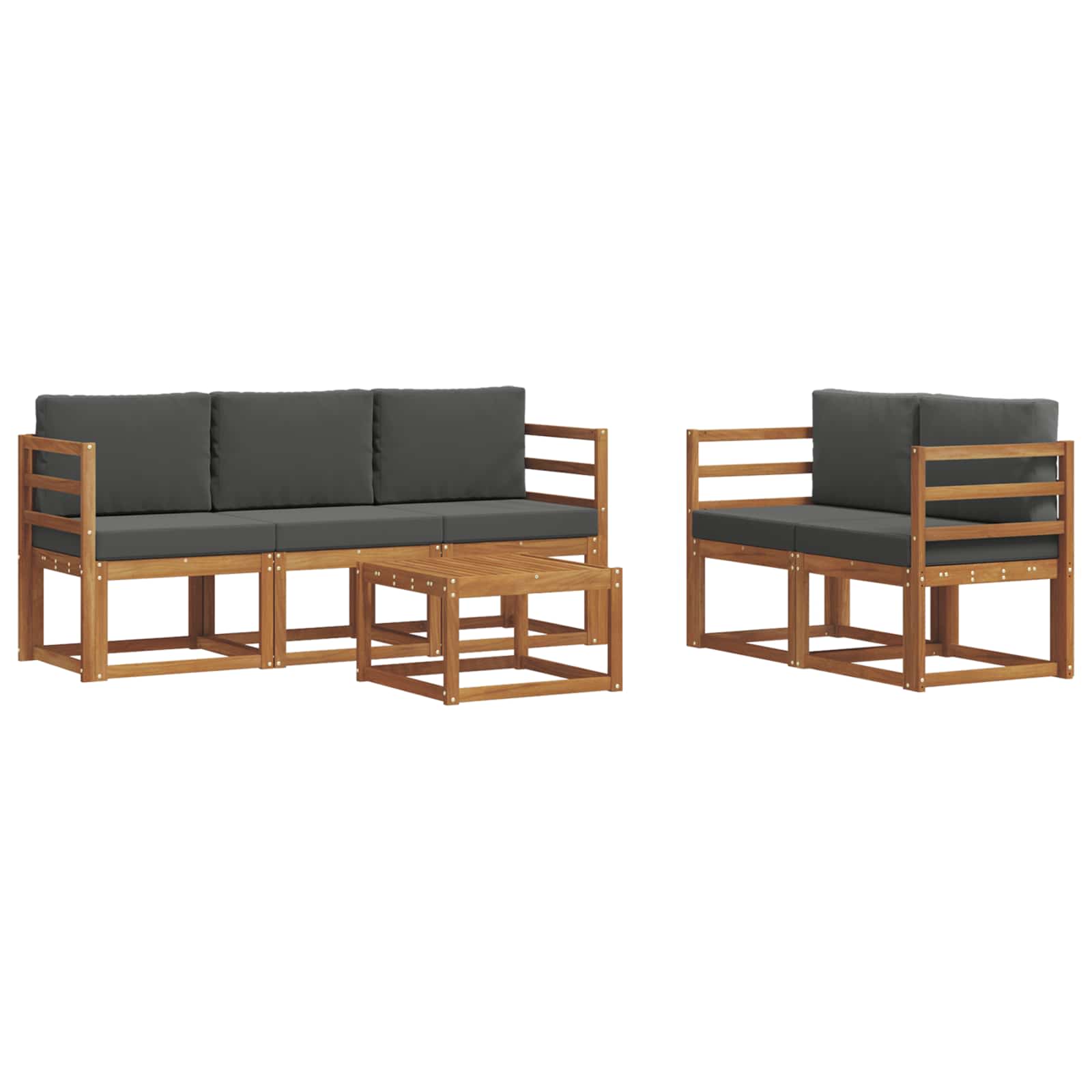 Set vanjskih sofa s jastukom 6 pcs Prirodna i antracit