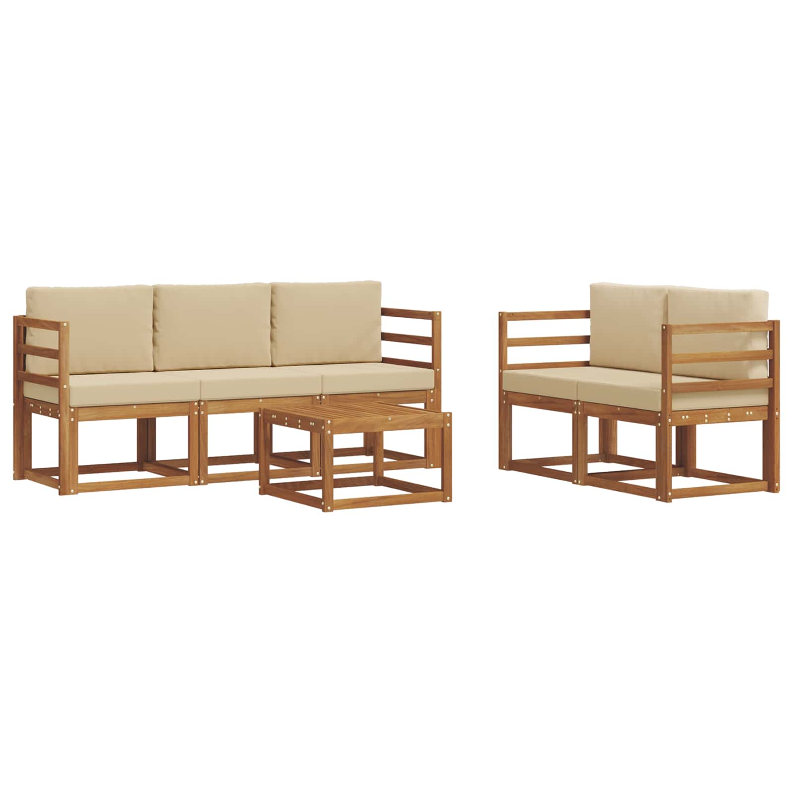 Set vanjskih sofa s jastukom 6 pcs Prirodna i bež