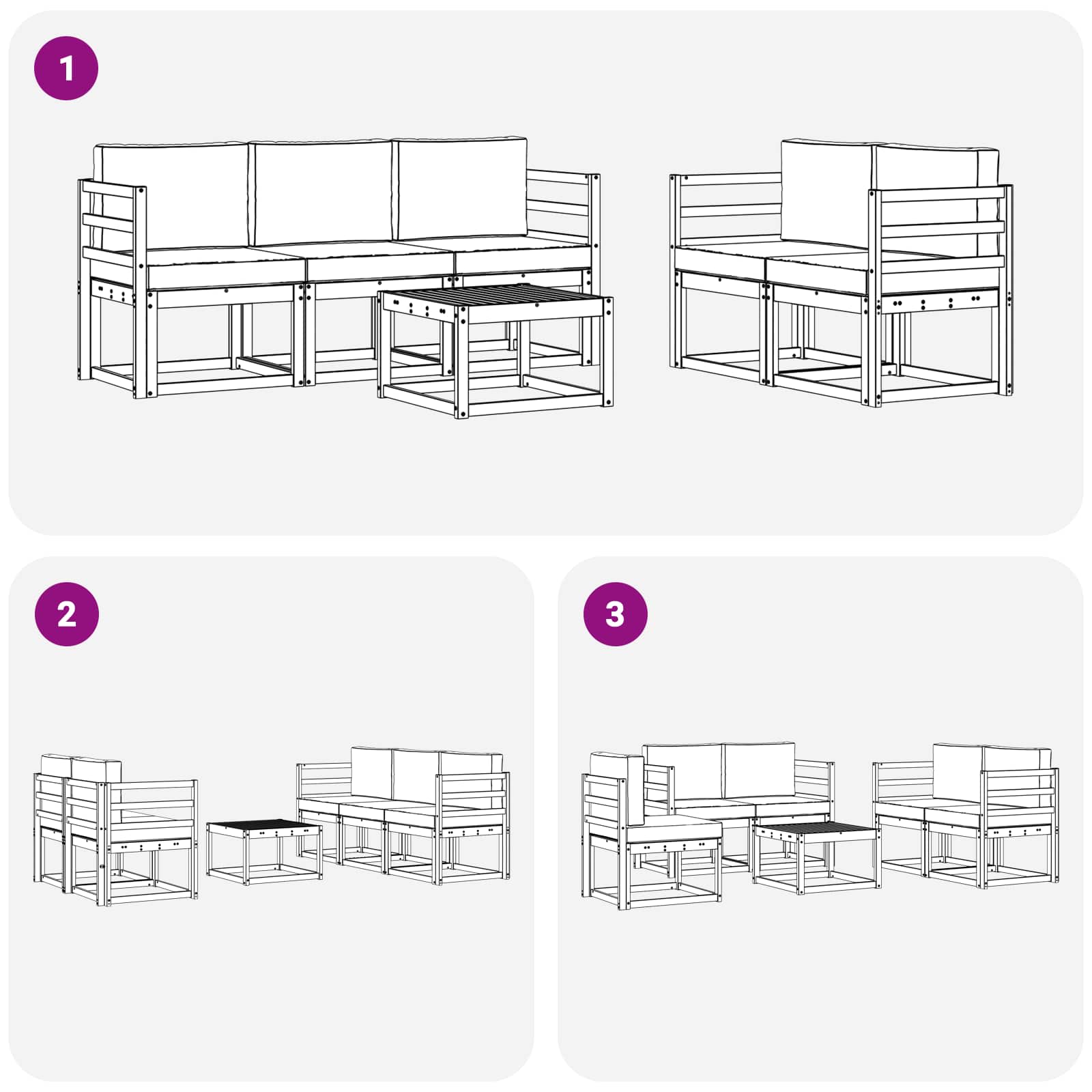 Set vanjskih sofa s jastukom 6 pcs Prirodna i bež