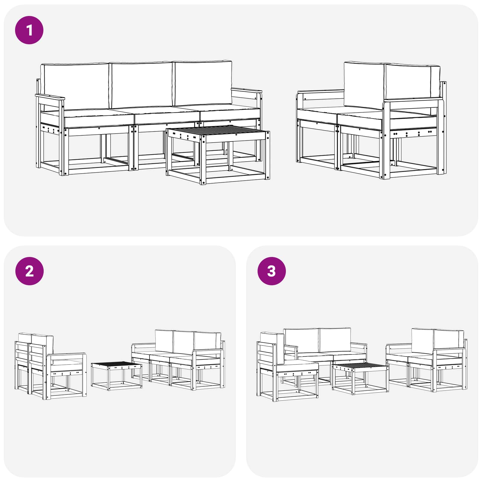 Set vanjskih sofa s jastukom 6 pcs Prirodna i bež