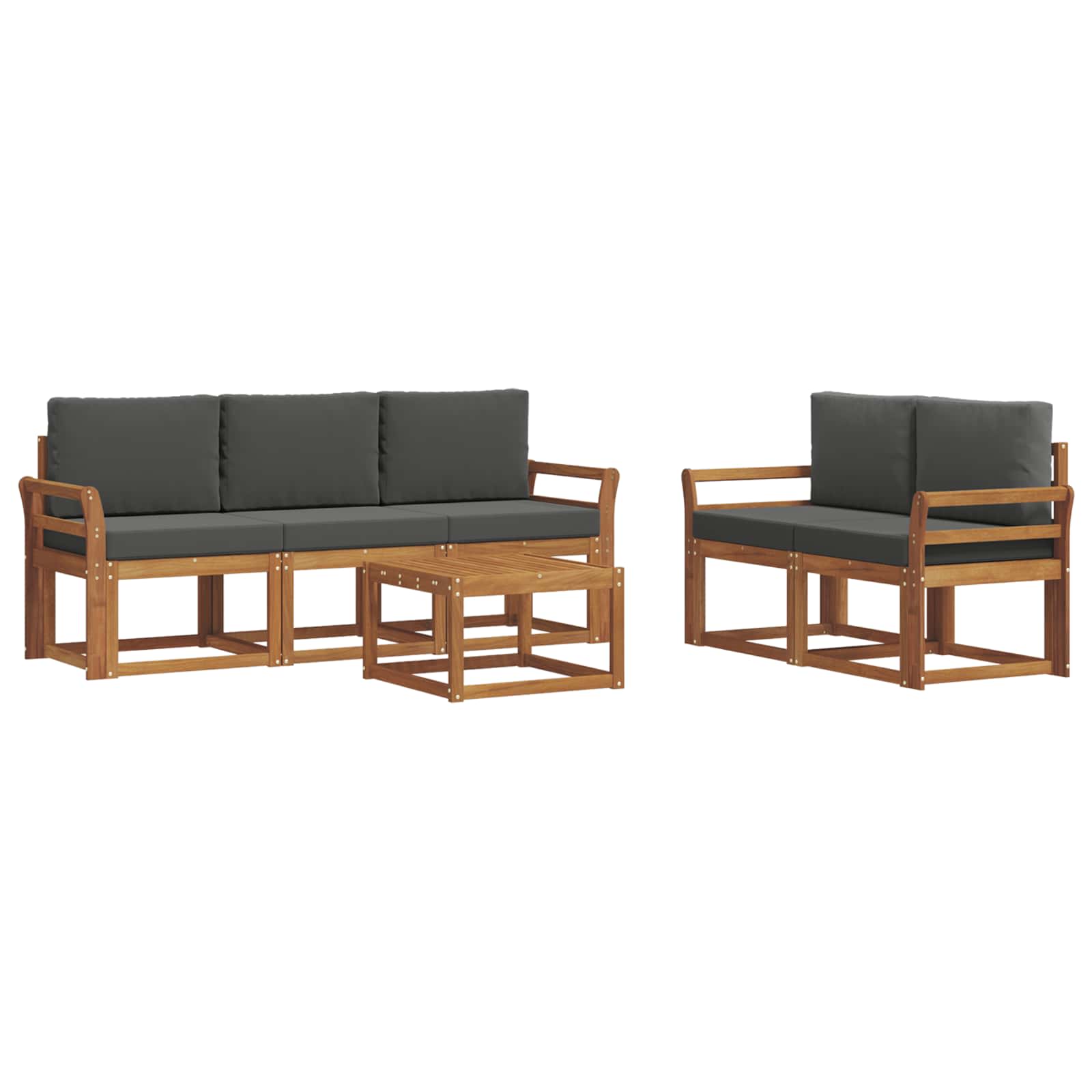 Set vanjskih sofa s jastukom 6 pcs Prirodna i antracit