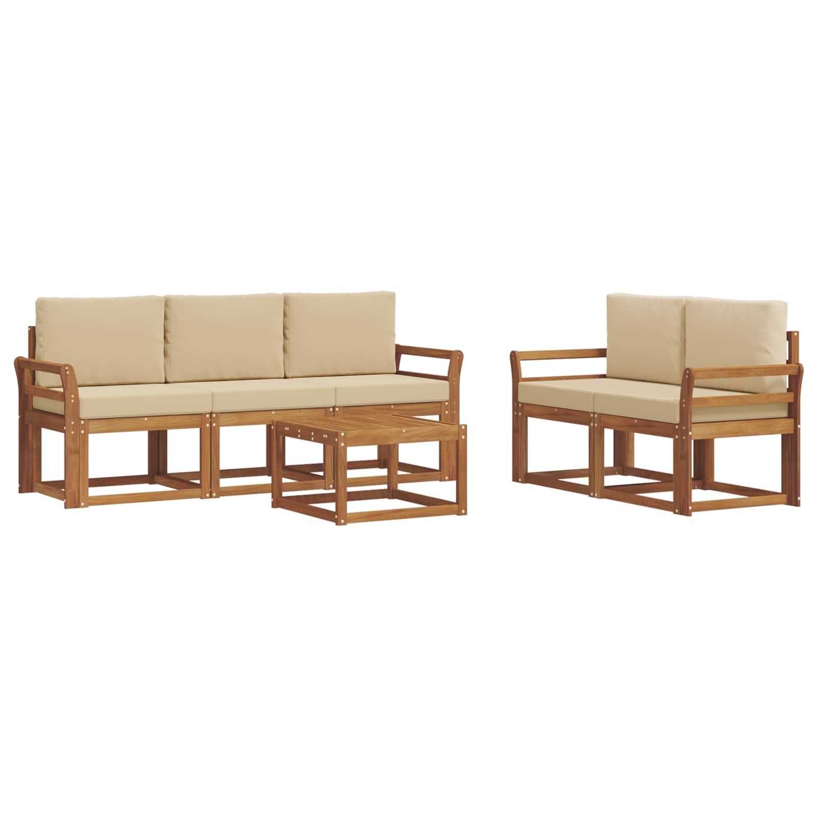 Set vanjskih sofa s jastukom 6 pcs Prirodna i bež