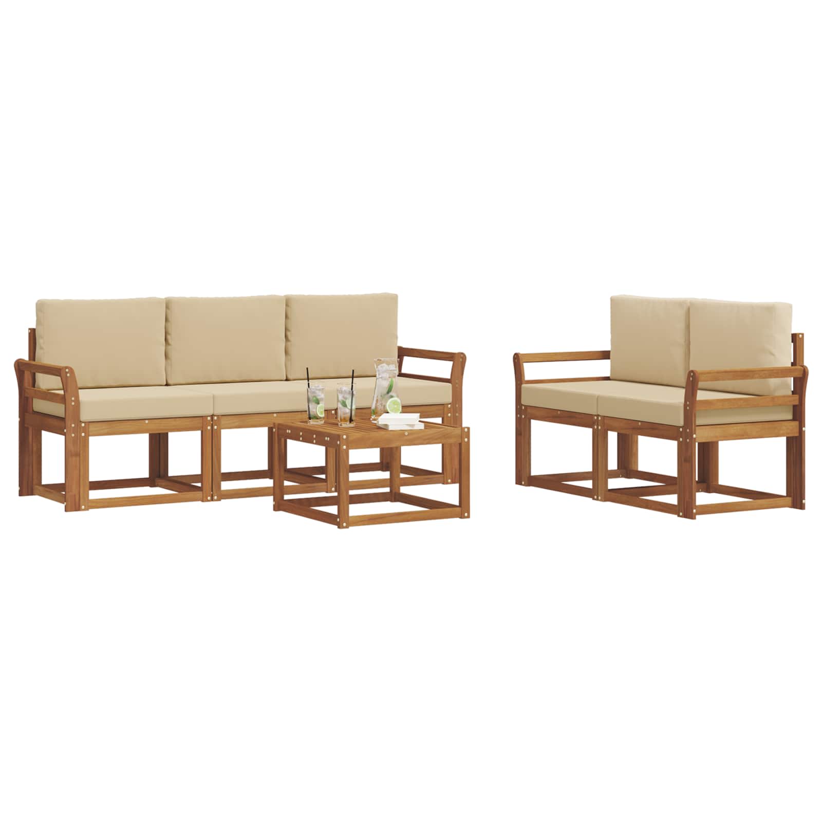 Set vanjskih sofa s jastukom 6 pcs Prirodna i bež