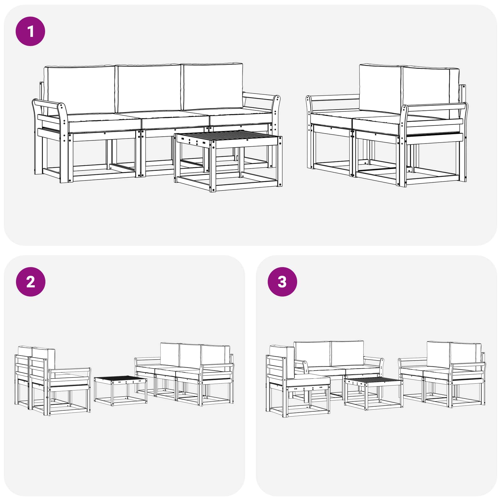 Set vanjskih sofa s jastukom 6 pcs Prirodna i bež