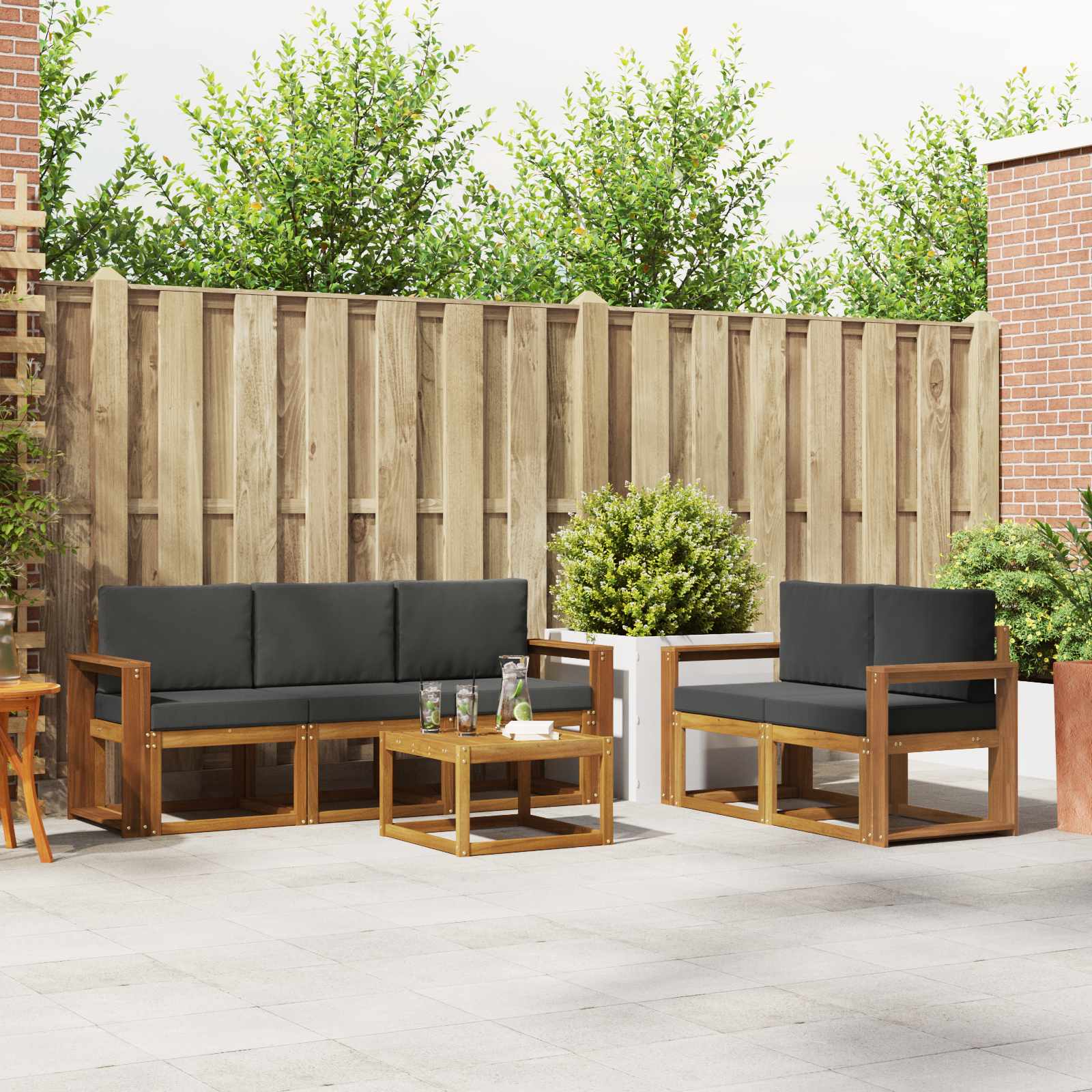 Set vanjskih sofa s jastukom 6 pcs Prirodna i antracit