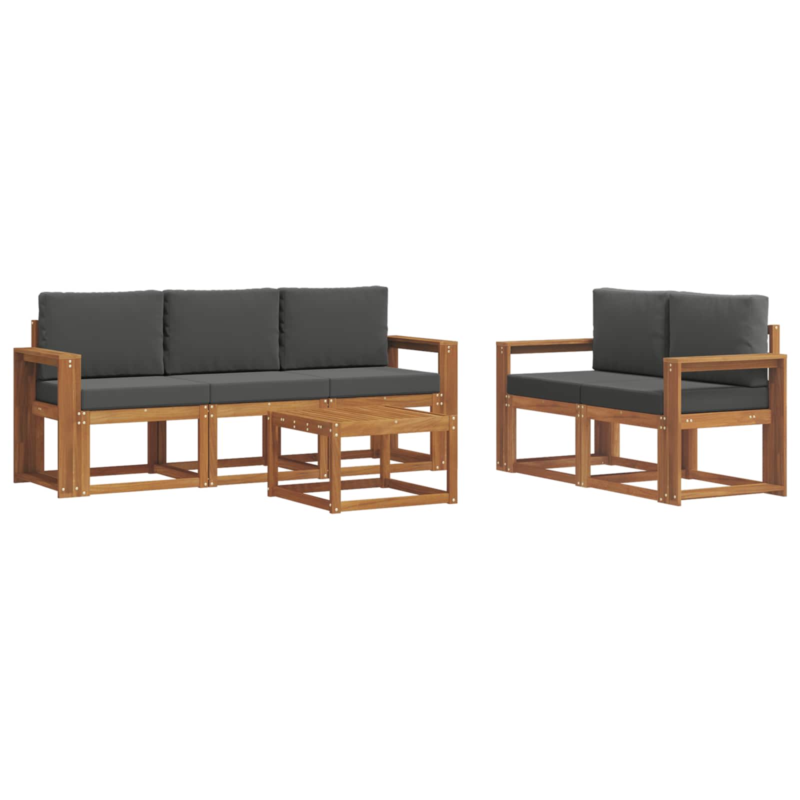 Set vanjskih sofa s jastukom 6 pcs Prirodna i antracit