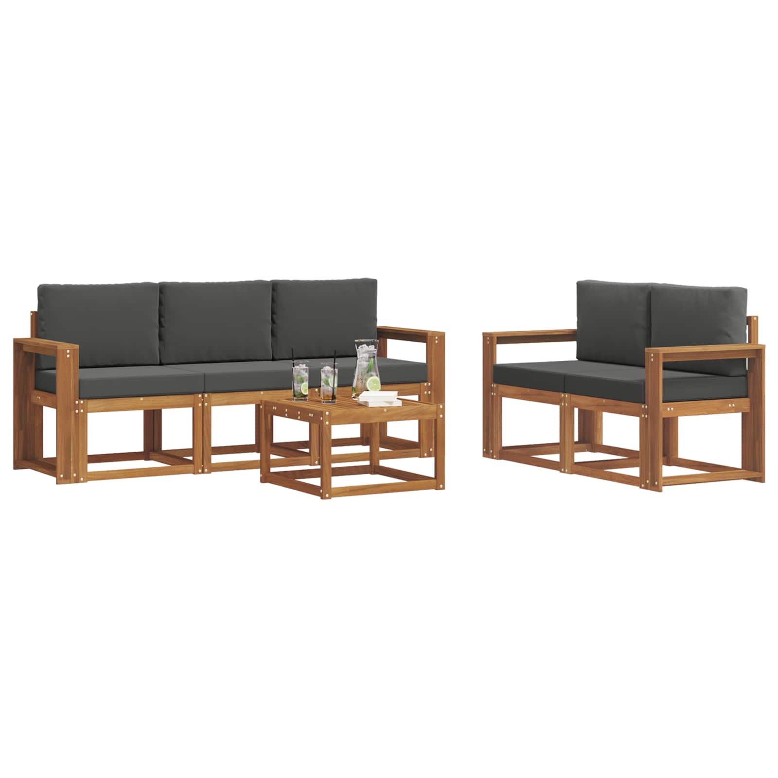 Set vanjskih sofa s jastukom 6 pcs Prirodna i antracit