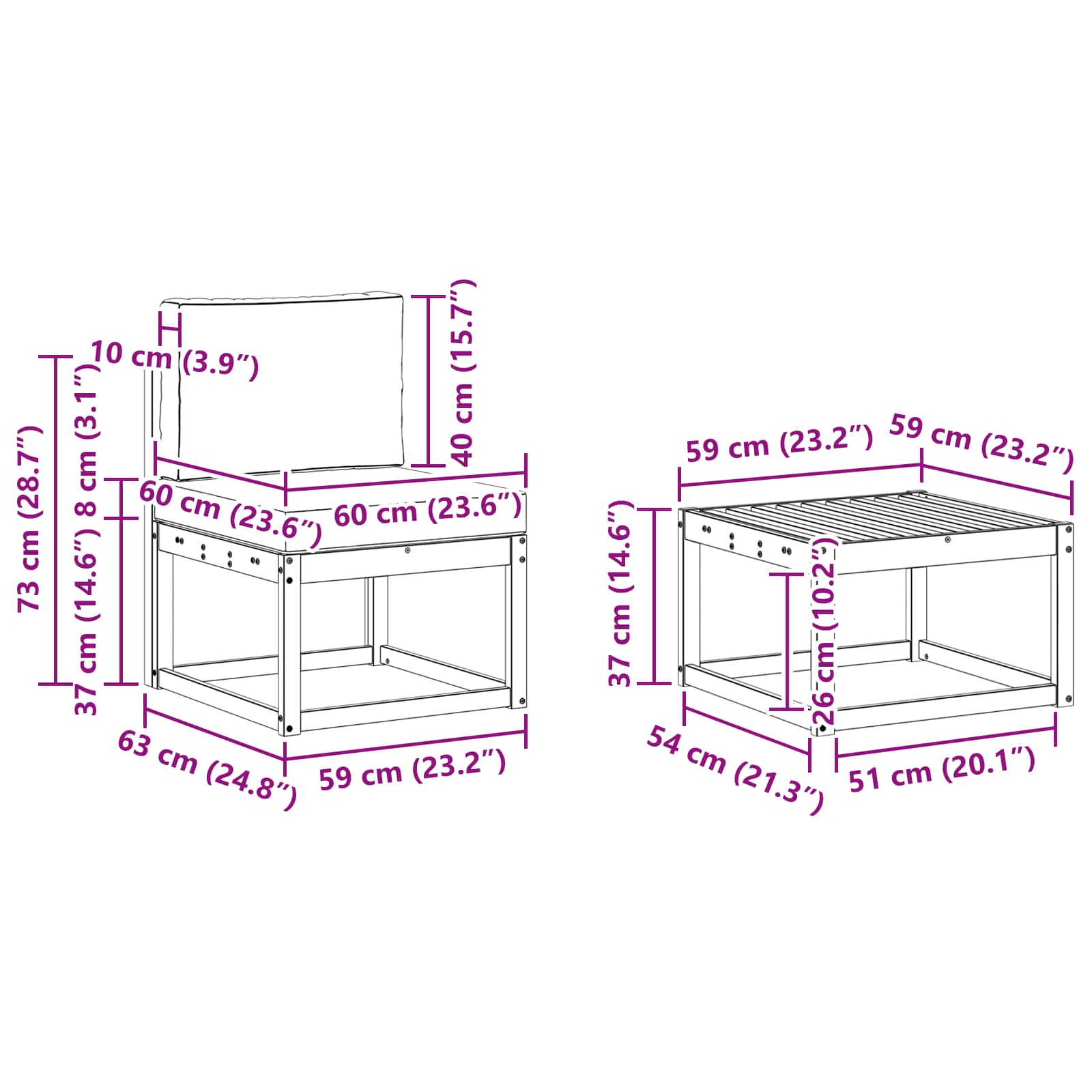 Set vanjskih sofa s jastukom 6 pcs Prirodna i antracit