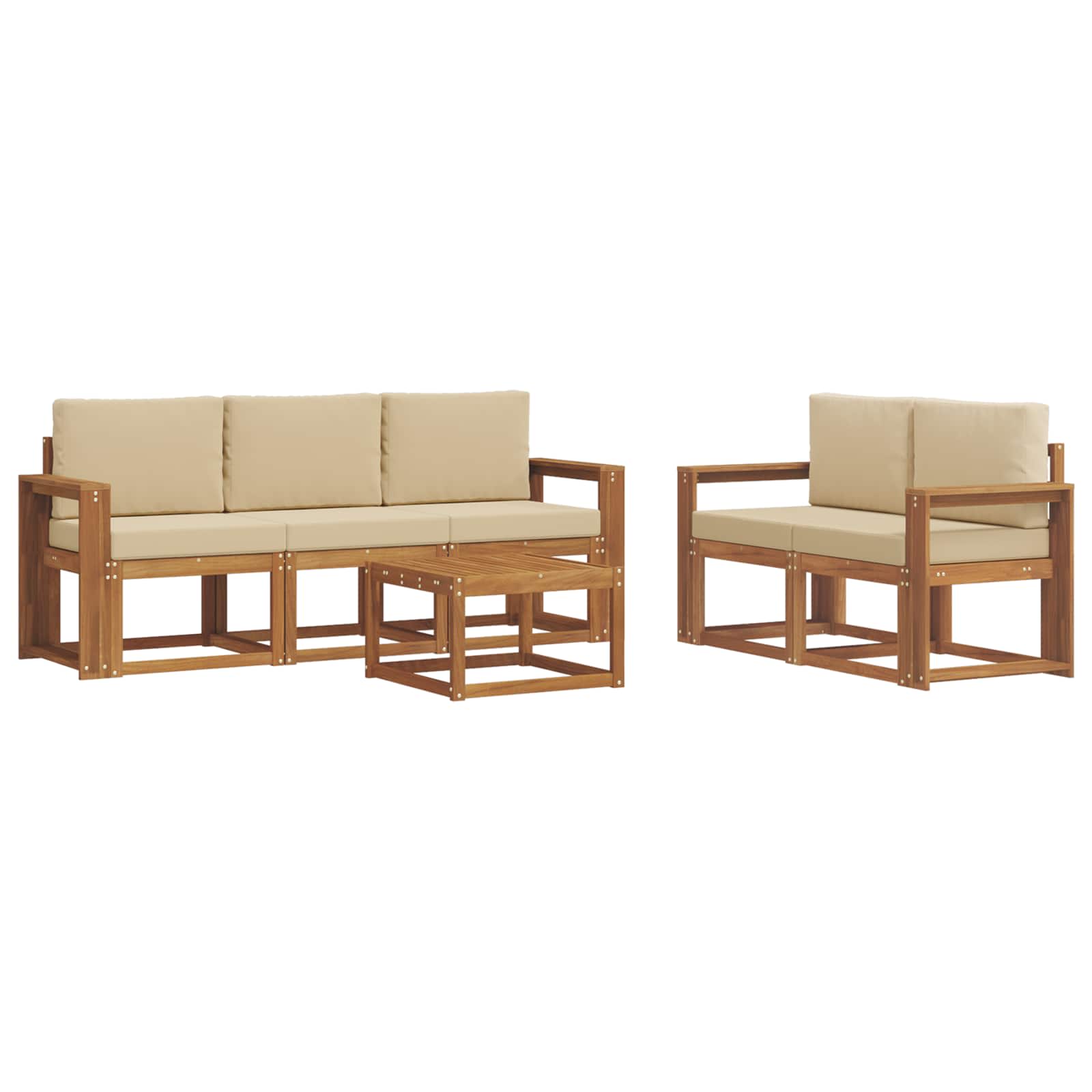 Set vanjskih sofa s jastukom 6 pcs Prirodna i bež