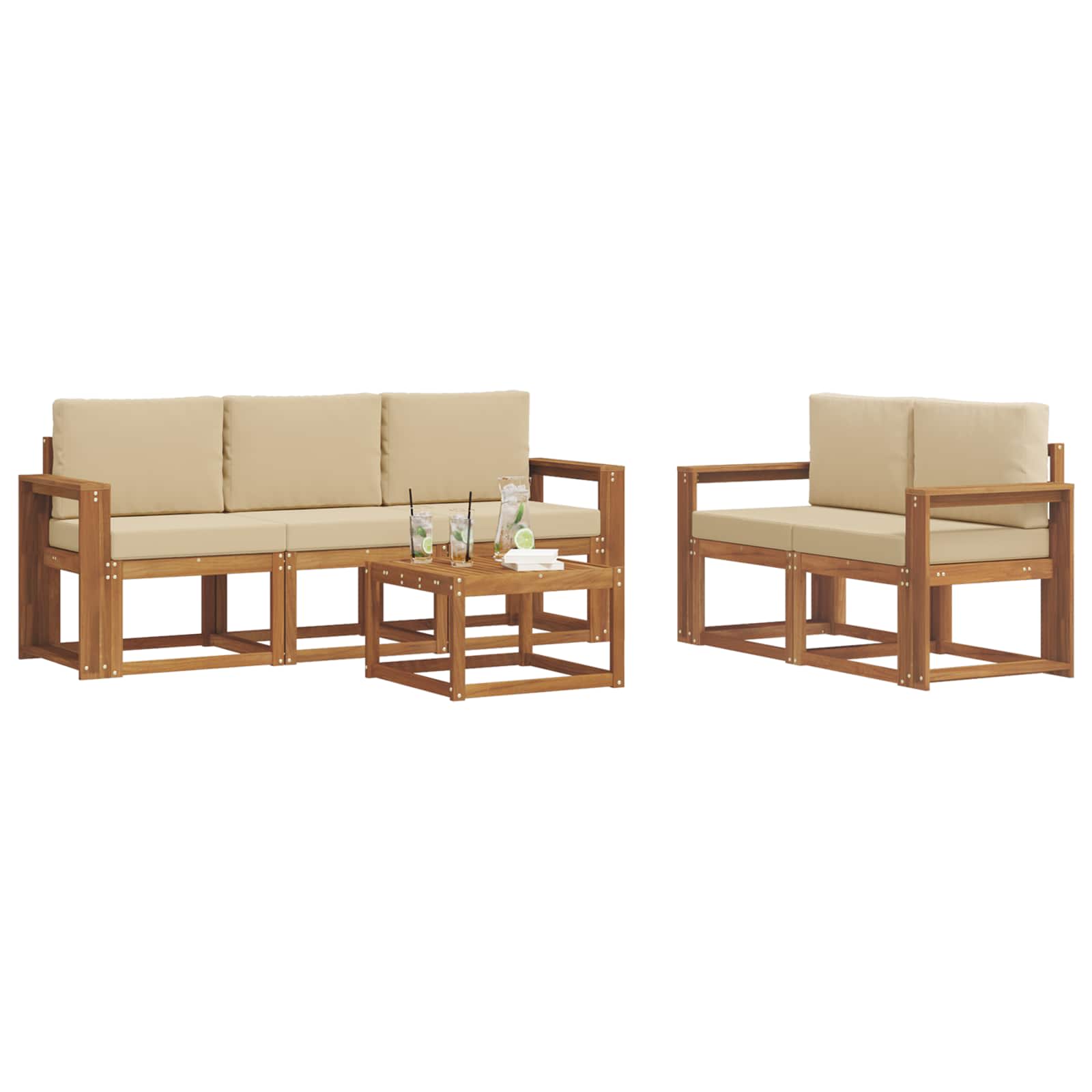 Set vanjskih sofa s jastukom 6 pcs Prirodna i bež