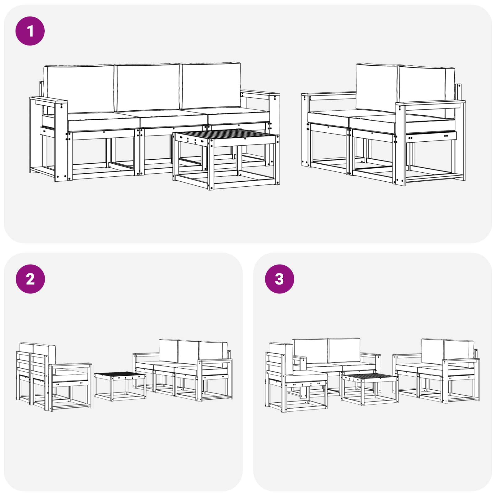 Set vanjskih sofa s jastukom 6 pcs Prirodna i bež