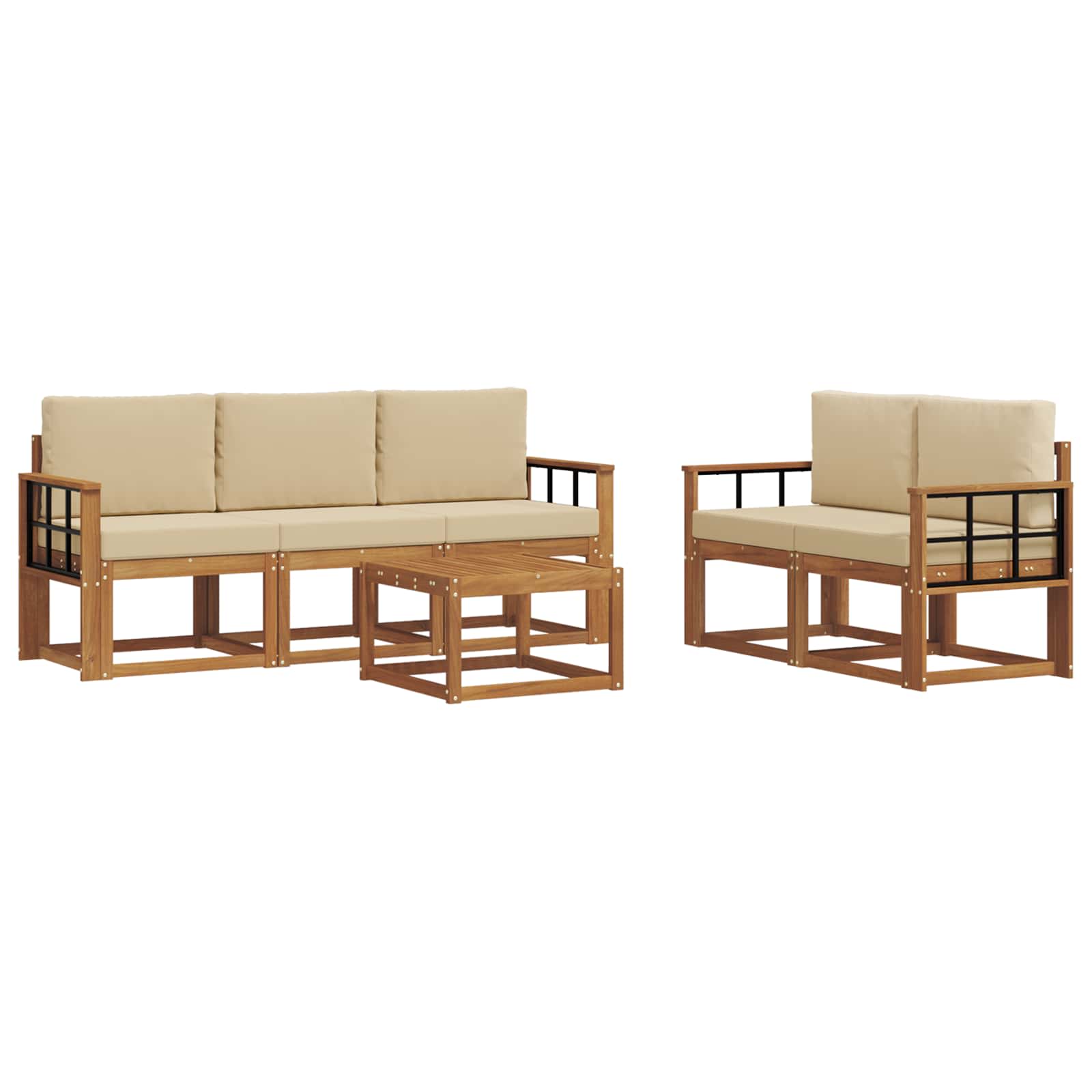 Set vanjskih sofa s jastukom 6 pcs Prirodna i bež
