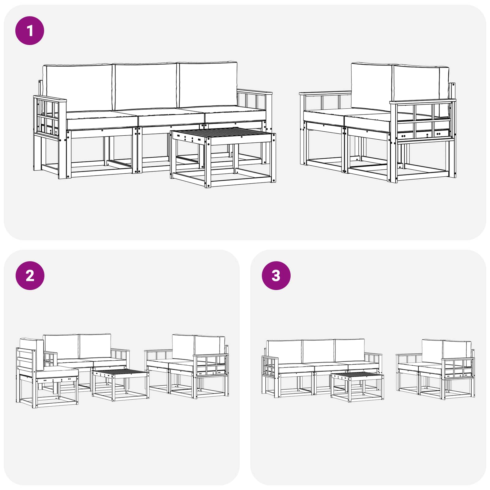 Set vanjskih sofa s jastukom 6 pcs Prirodna i bež