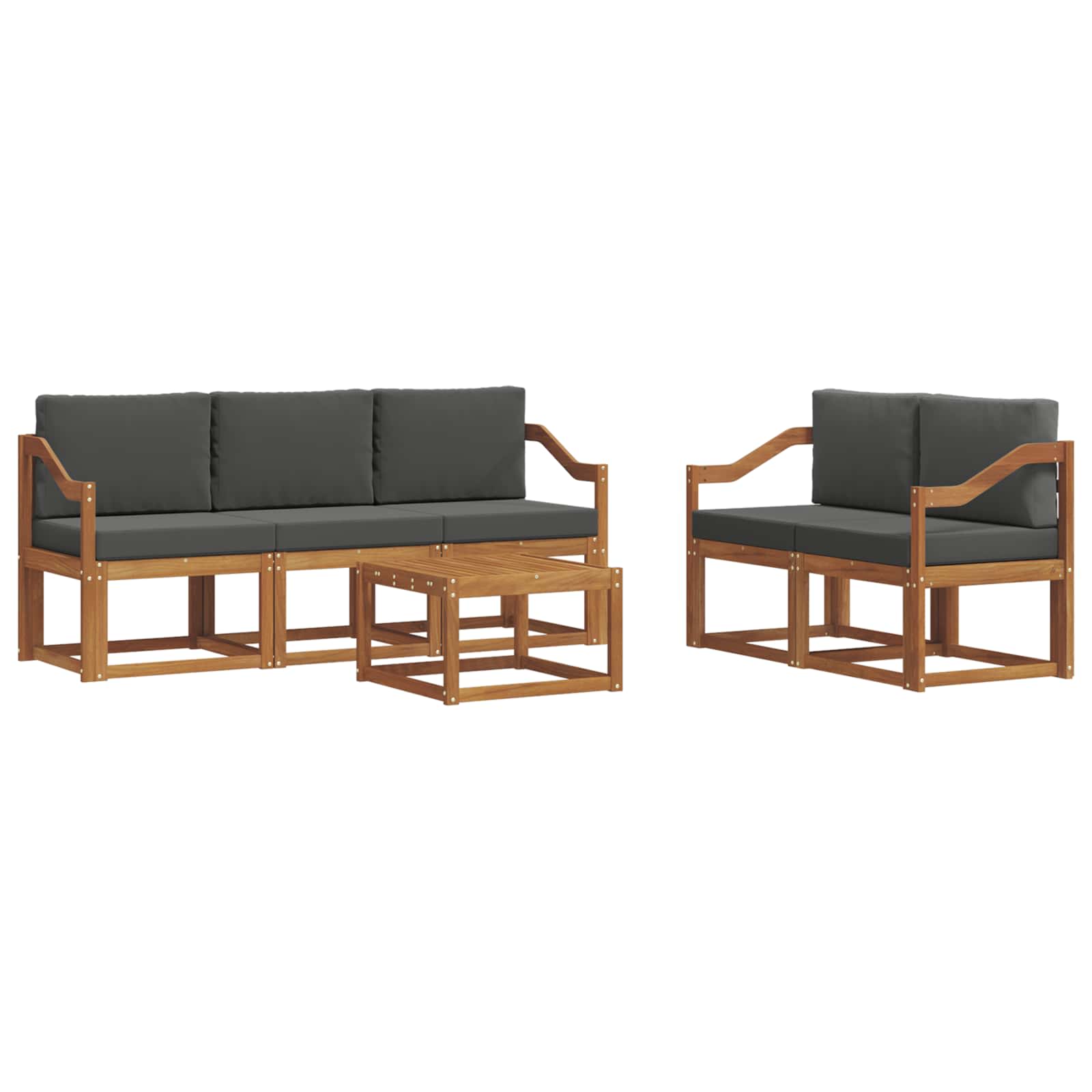 Set vanjskih sofa s jastukom 6 pcs Prirodna i antracit
