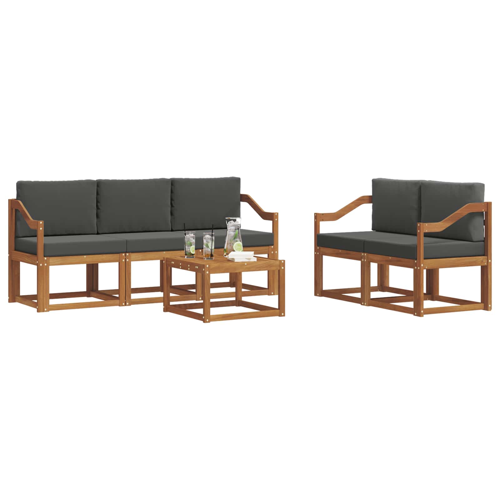 Set vanjskih sofa s jastukom 6 pcs Prirodna i antracit
