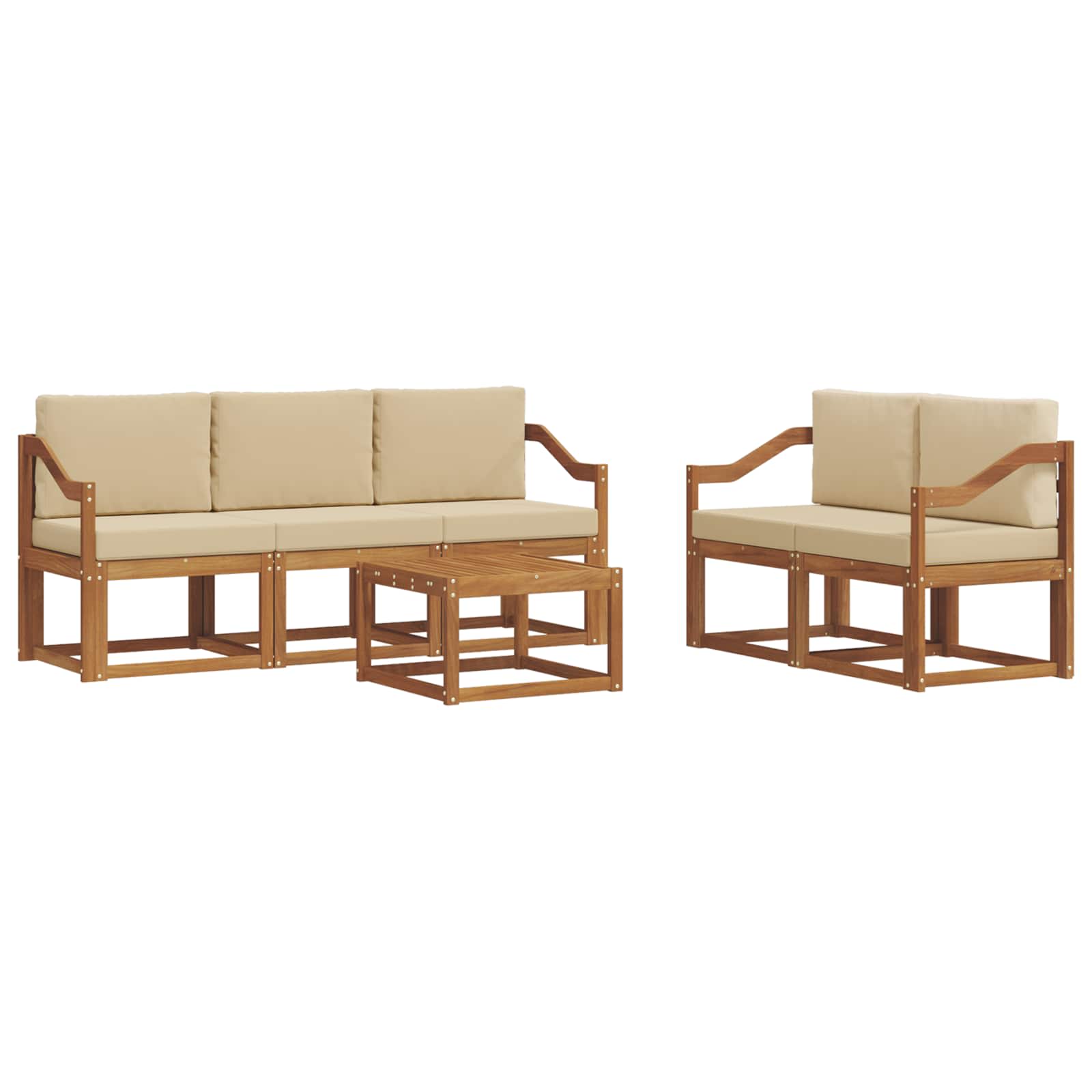 Set vanjskih sofa s jastukom 6 pcs Prirodna i bež