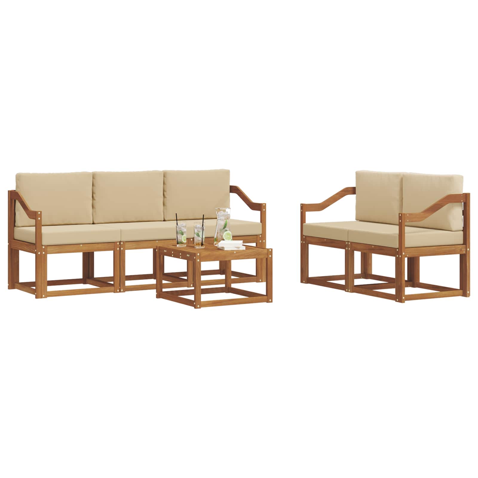 Set vanjskih sofa s jastukom 6 pcs Prirodna i bež