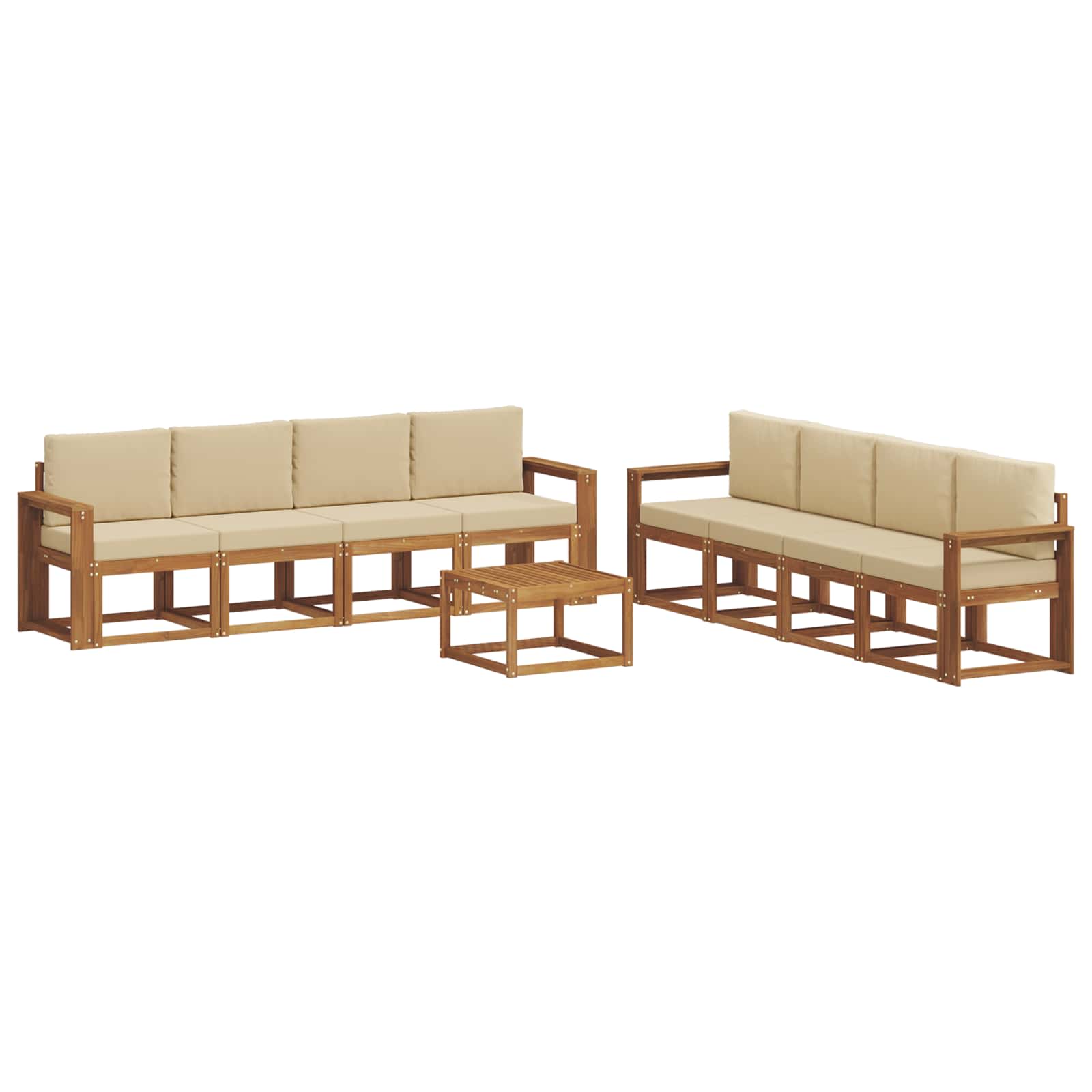 Set vanjskih sofa s jastukom 9 pcs Prirodna i bež