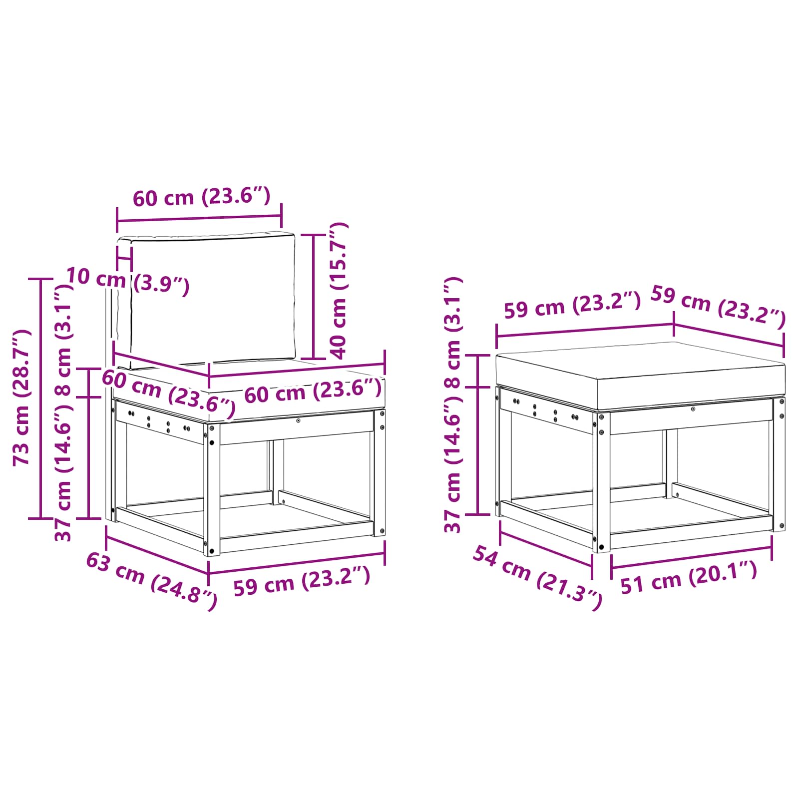 Set vanjskih sofa s jastukom 4 pcs Prirodna i bež