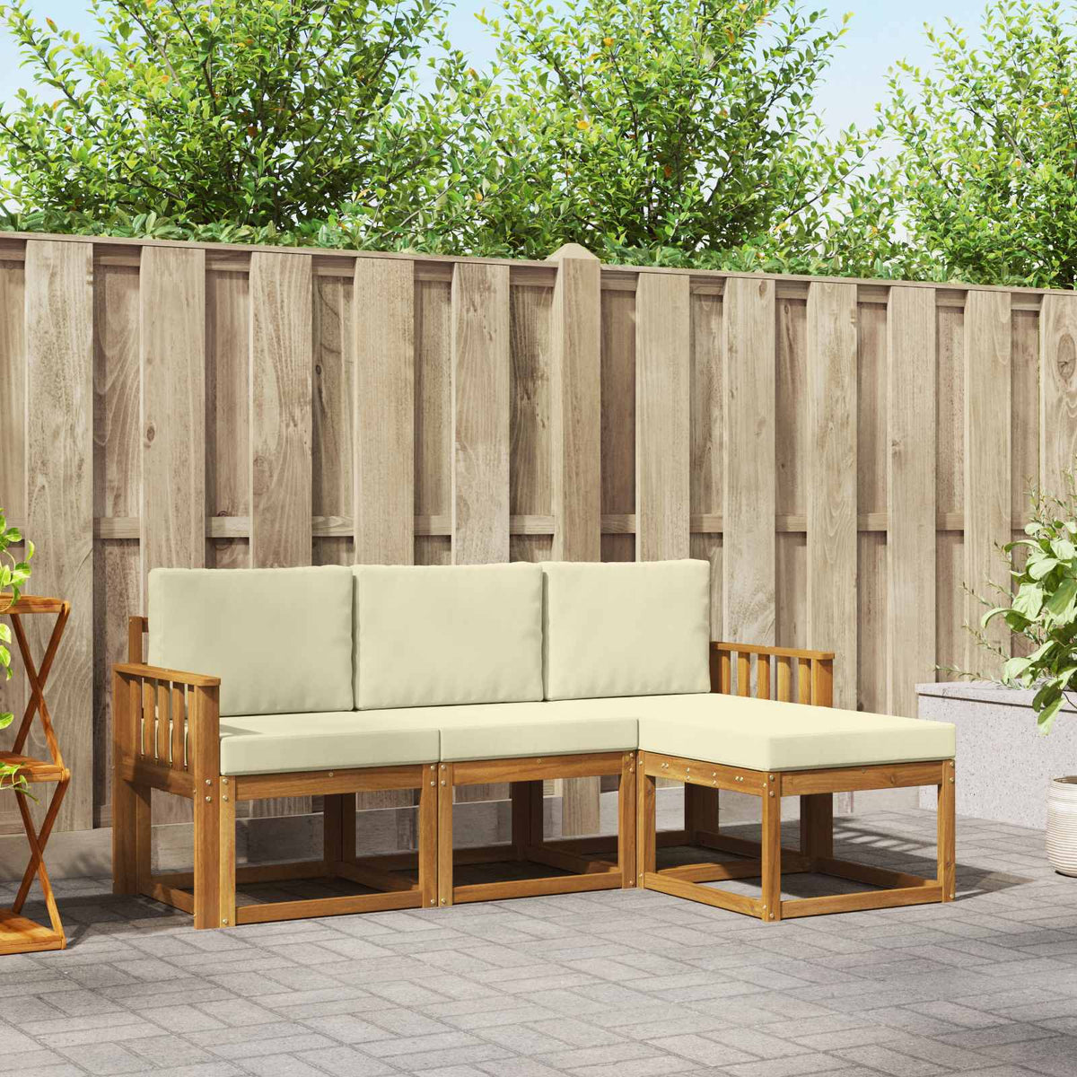 Set vanjskih sofa 4 kom. Prirodna i krem Smeđa 189,5 x 122,5 x 73 cm