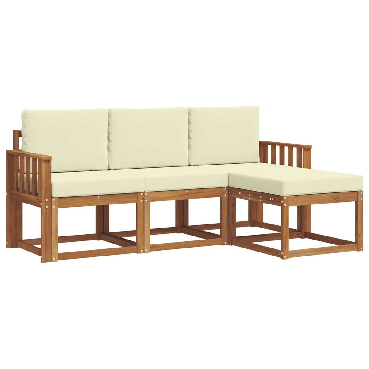 Set vanjskih sofa 4 kom. Prirodna i krem Smeđa 189,5 x 122,5 x 73 cm