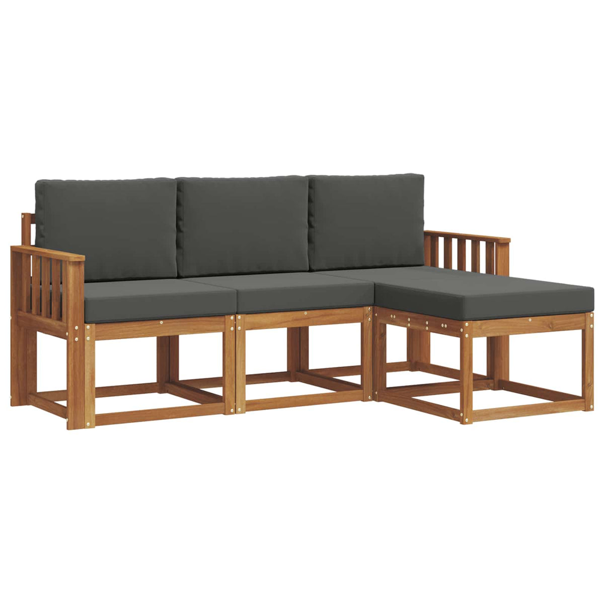 Set vanjskih sofa 4 kom. Prirodna i antracit Smeđa 189,5 x 122,5 x 73 cm