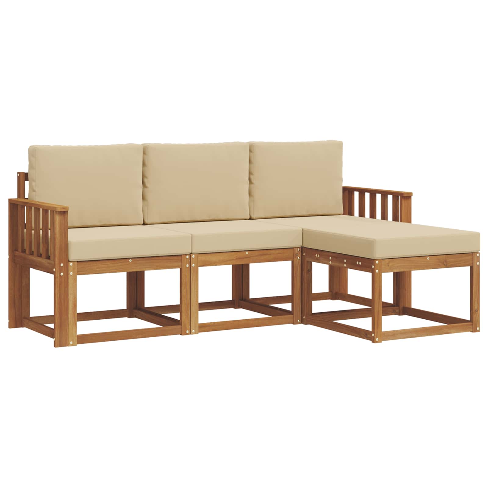 Set vanjskih sofa s jastukom 4 pcs Prirodna i bež