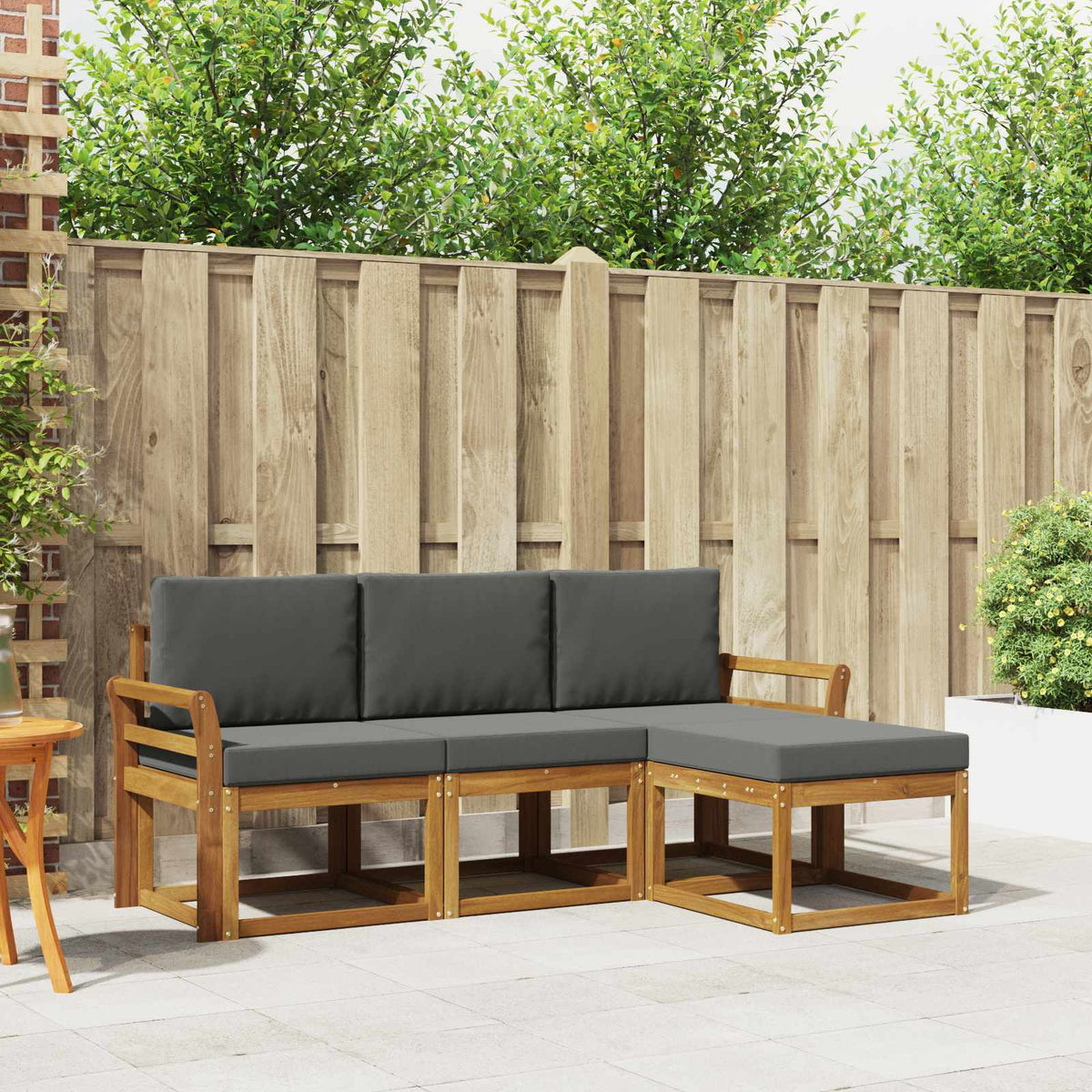 Set vanjskih sofa 4 kom. Prirodna i antracit Smeđa 194 x 122,5 x 73 cm