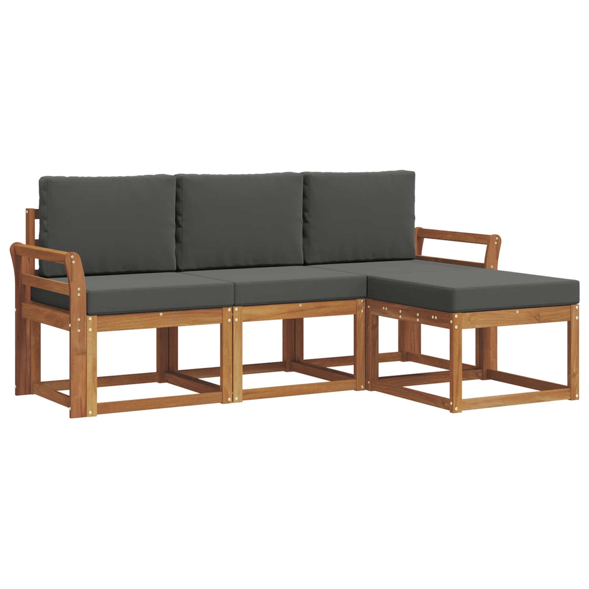 Set vanjskih sofa 4 kom. Prirodna i antracit Smeđa 194 x 122,5 x 73 cm
