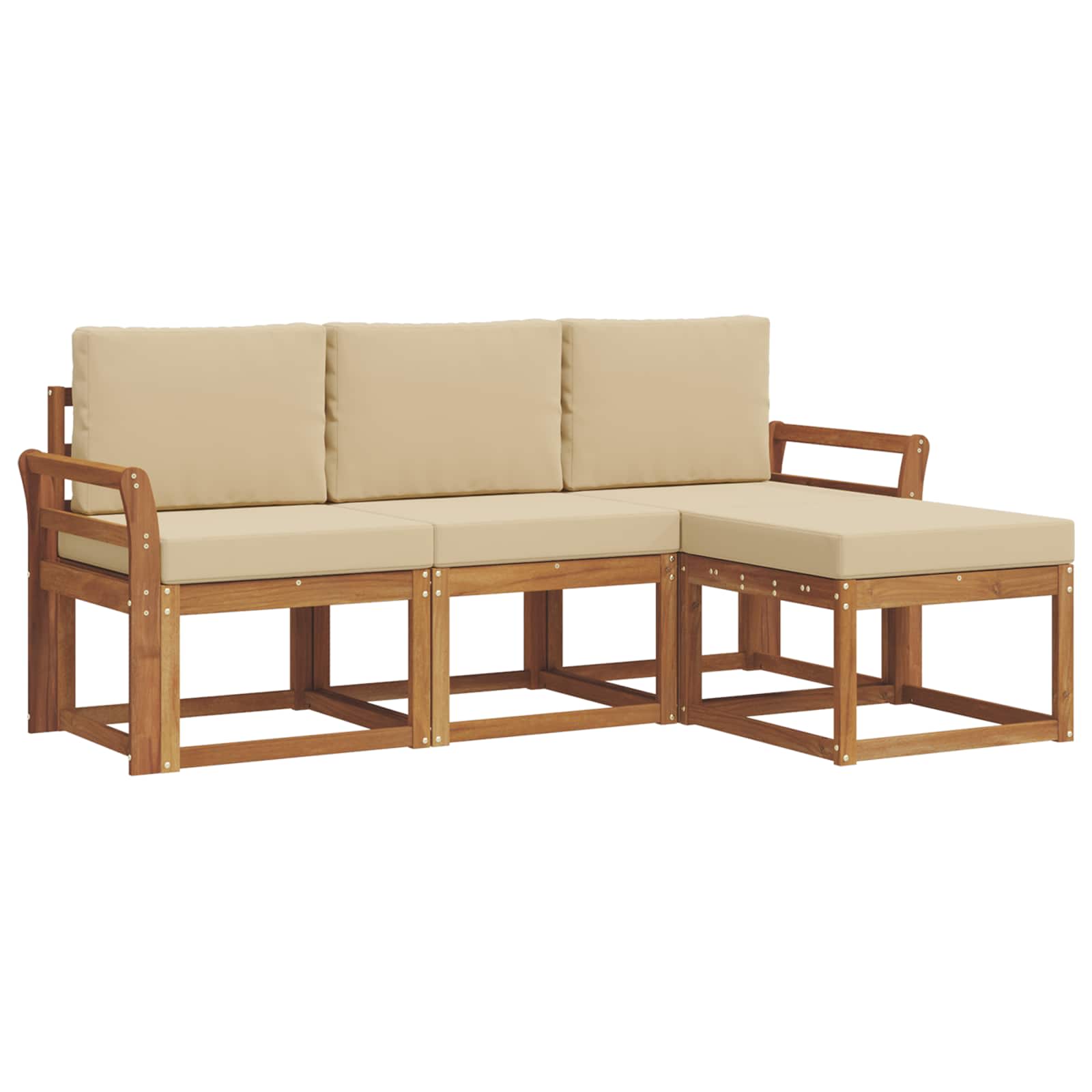 Set vanjskih sofa s jastukom 4 pcs Prirodna i bež